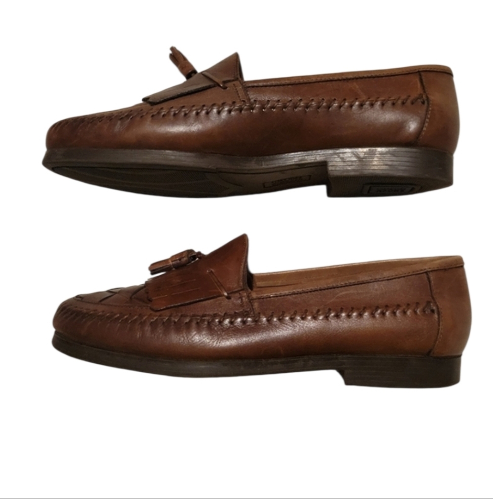 GIRGIO BRUTINI Woven Leather Upper Loafers Brown Size 11.5